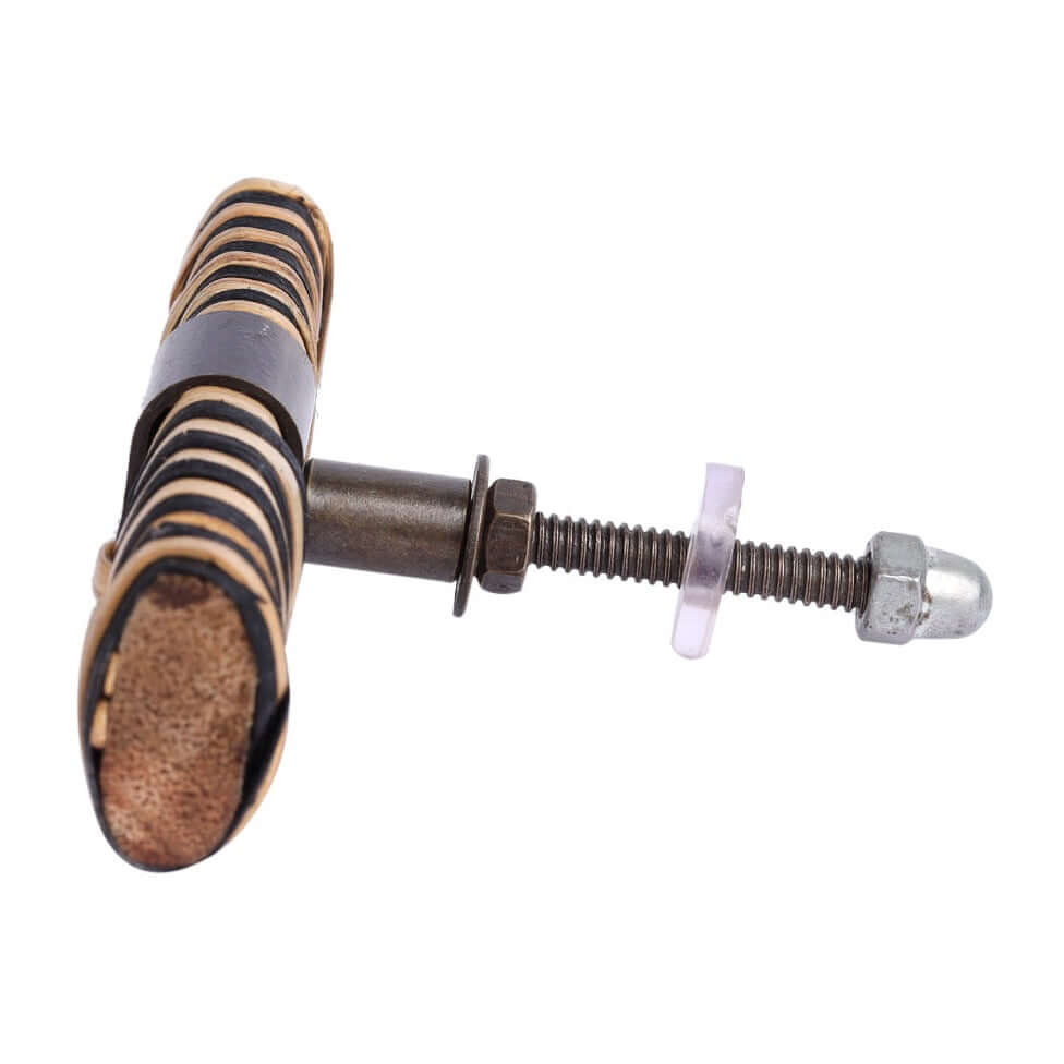 Stitch – Black & Natural Rattan T-Bar Pull