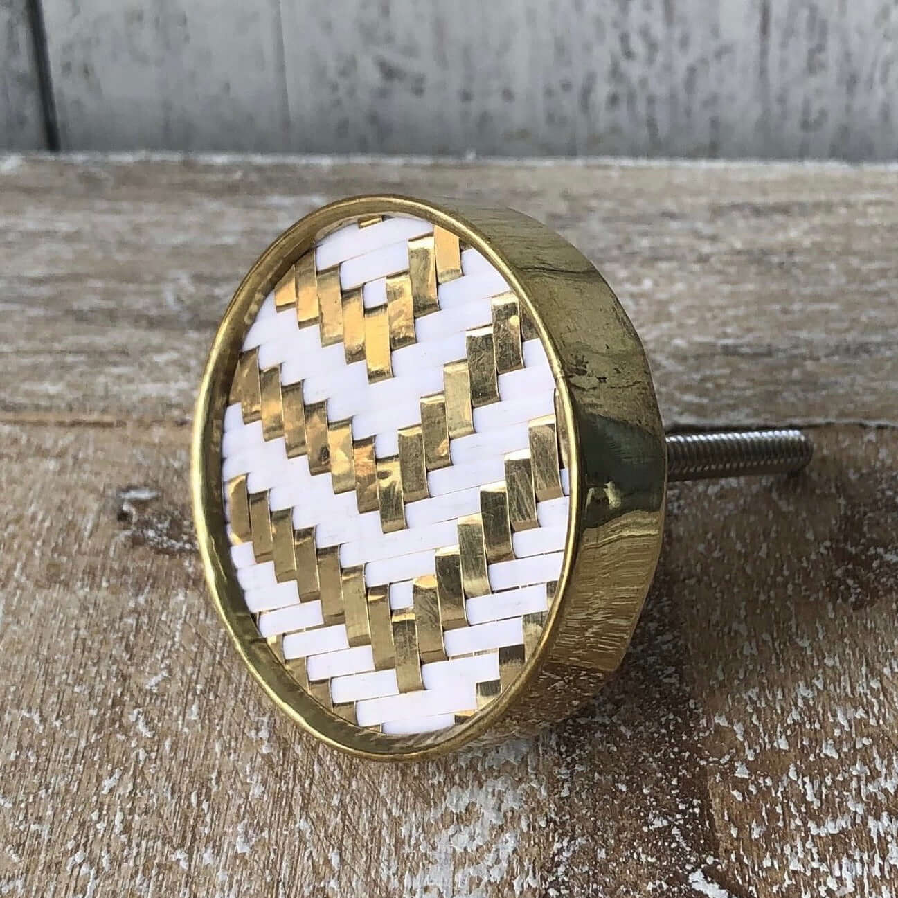 Mina - Woven Rattan & Gold Knob