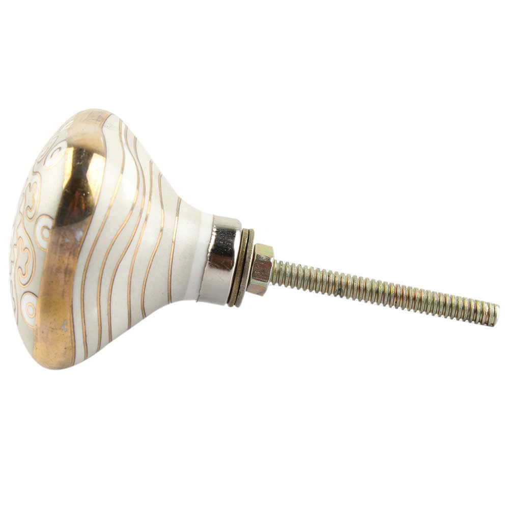 Jessie - Light Grey & Gold Ceramic Knob