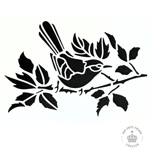 Songbird on a Branch Stencil