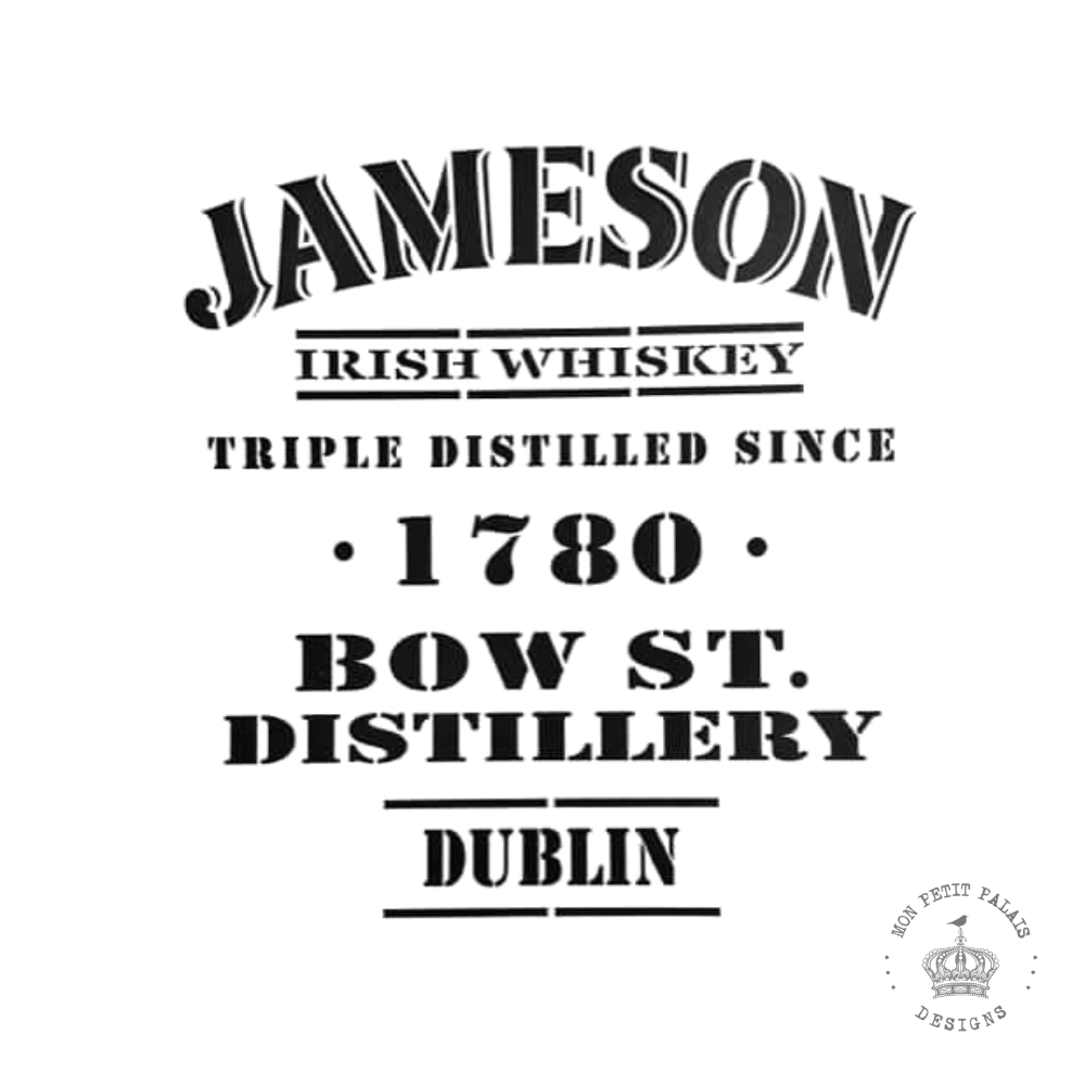 Jameson Irish Whiskey Vintage Stencil - Dublin Distillery Design