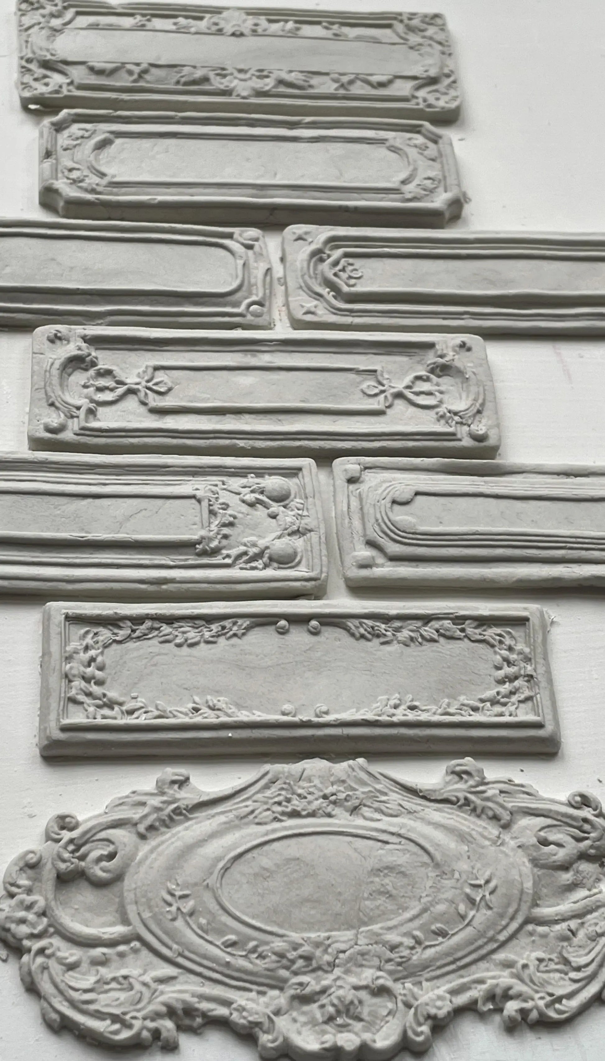 IOD Conservatory Labels Decor Mould - Vintage-style plaque blanks for nature-inspired crafts and baking.