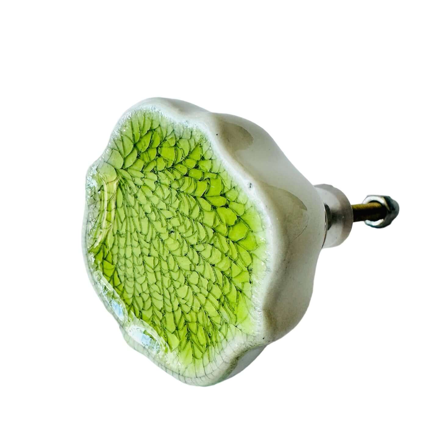 Fern - Green Crackle Glass Knob