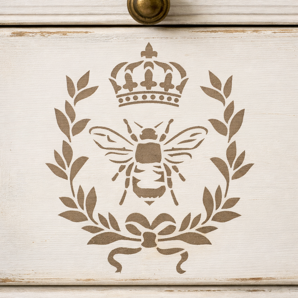 Bee Wreath and Crown Stencil 13cmx13cm