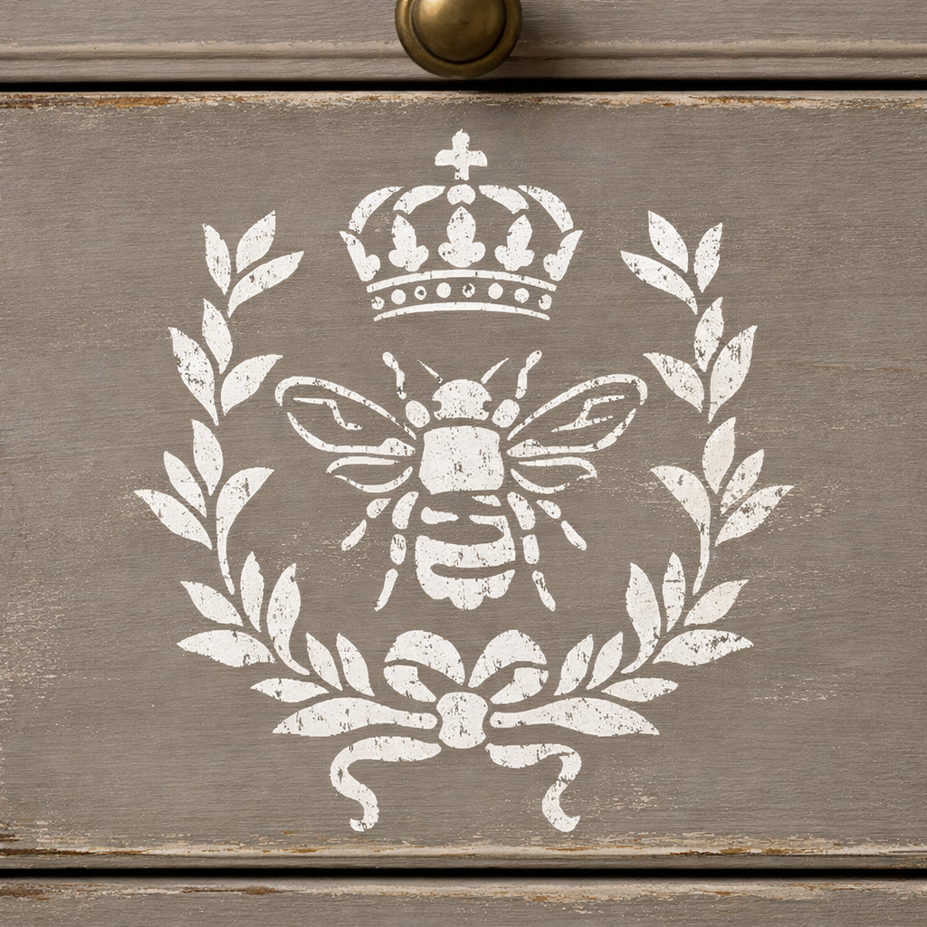 Bee Wreath and Crown Stencil 13cmx13cm