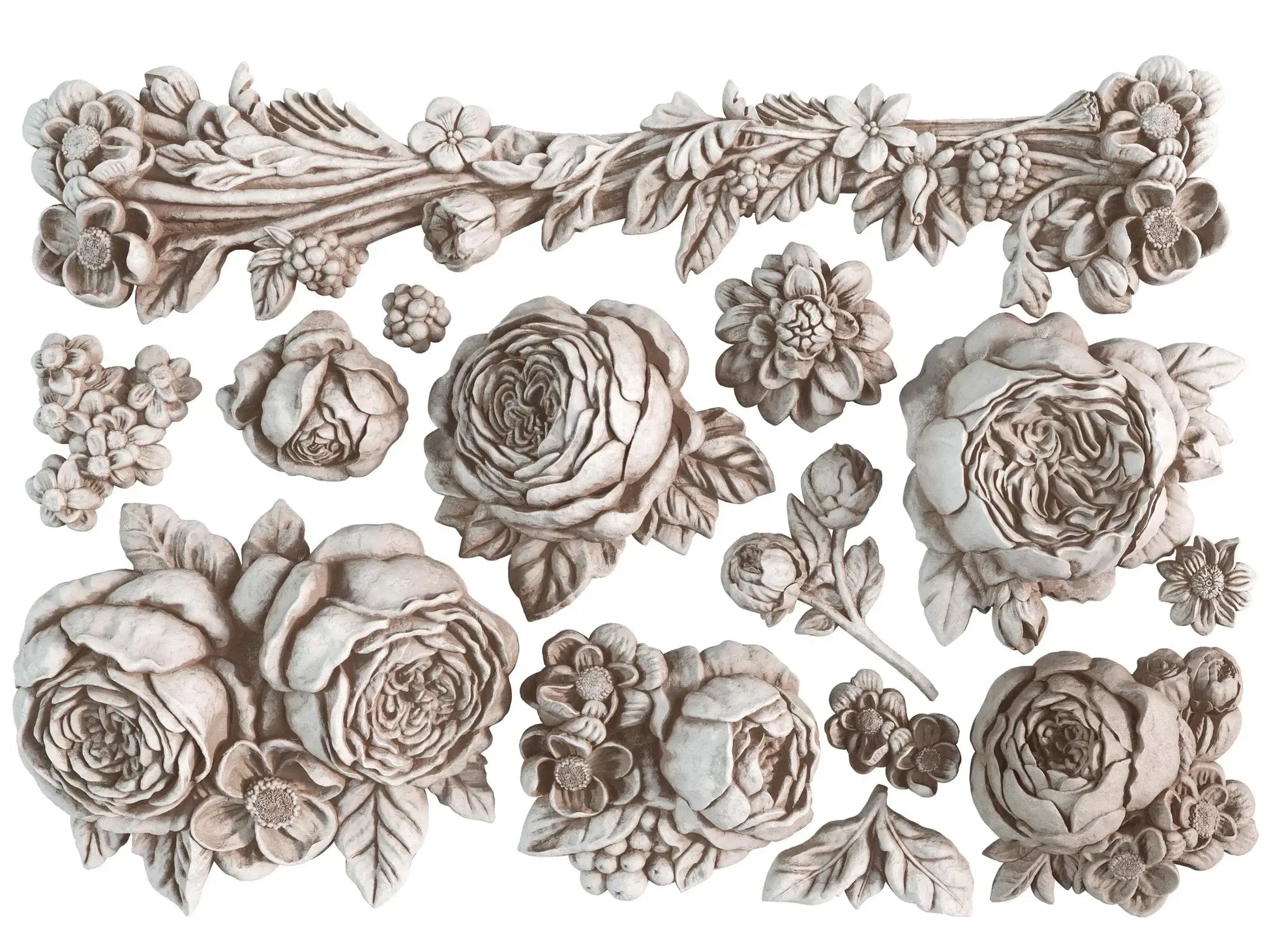 IOD Felicite Decor Mould showcasing romantic heritage roses and floral designs for crafting and baking.