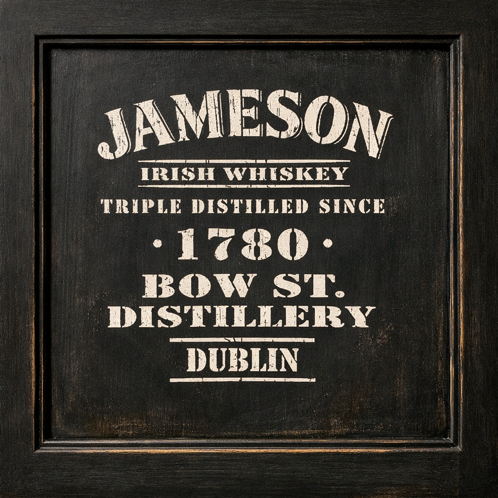 Jameson Irish Whiskey Vintage Stencil - Dublin Distillery Design