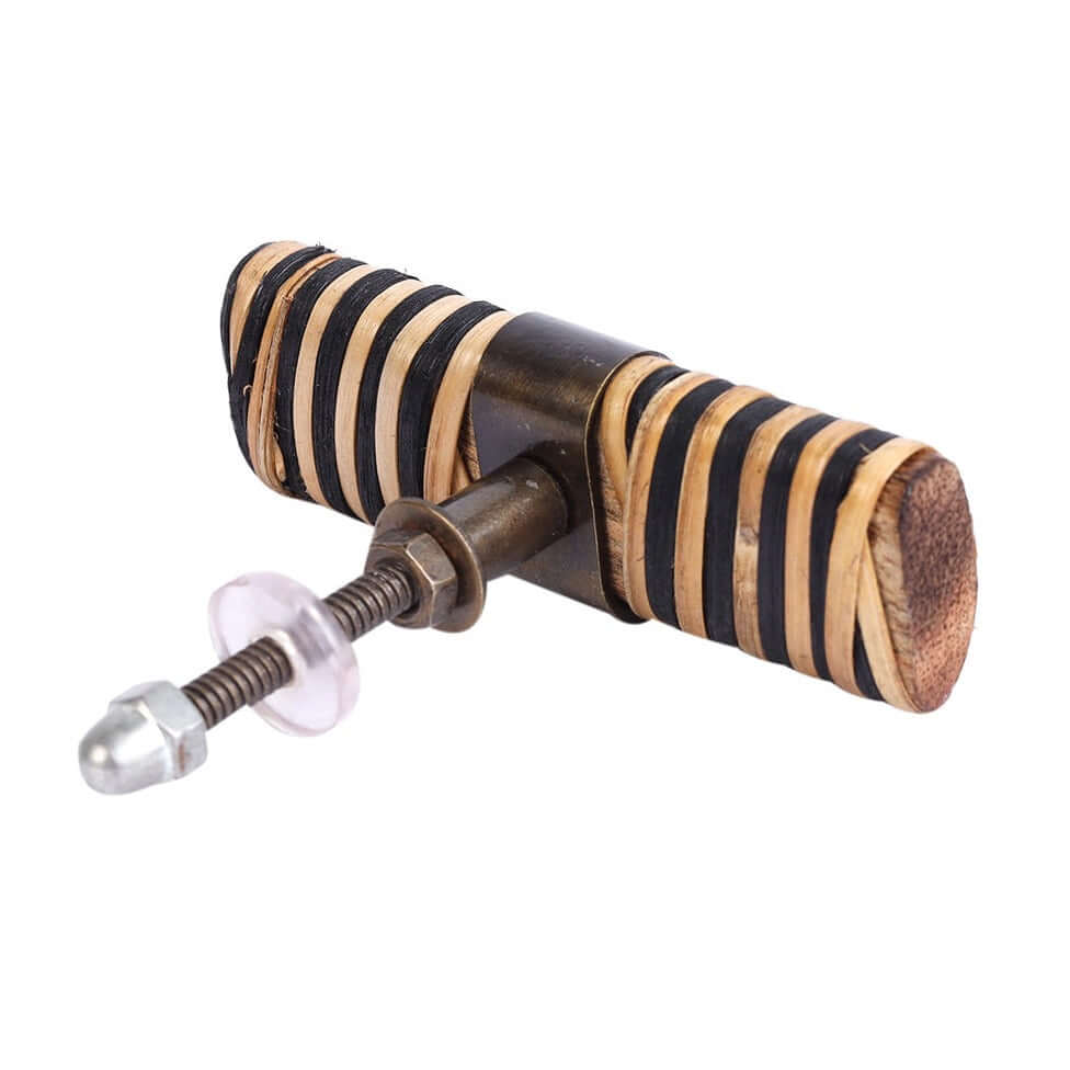 Stitch – Black & Natural Rattan T-Bar Pull