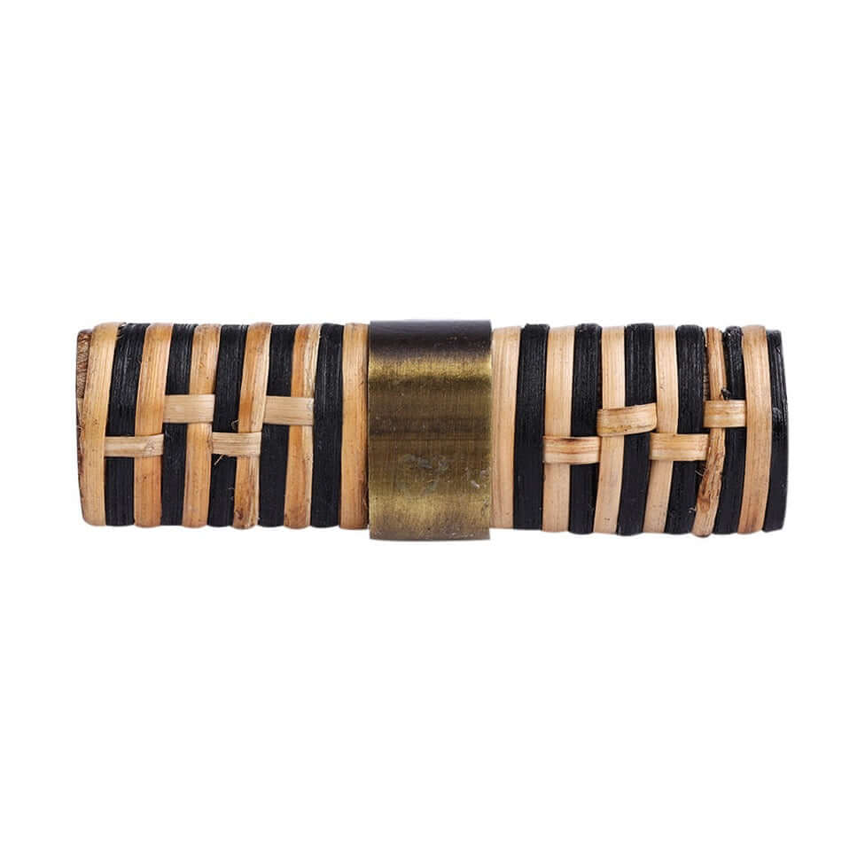 Stitch – Black & Natural Rattan T-Bar Pull