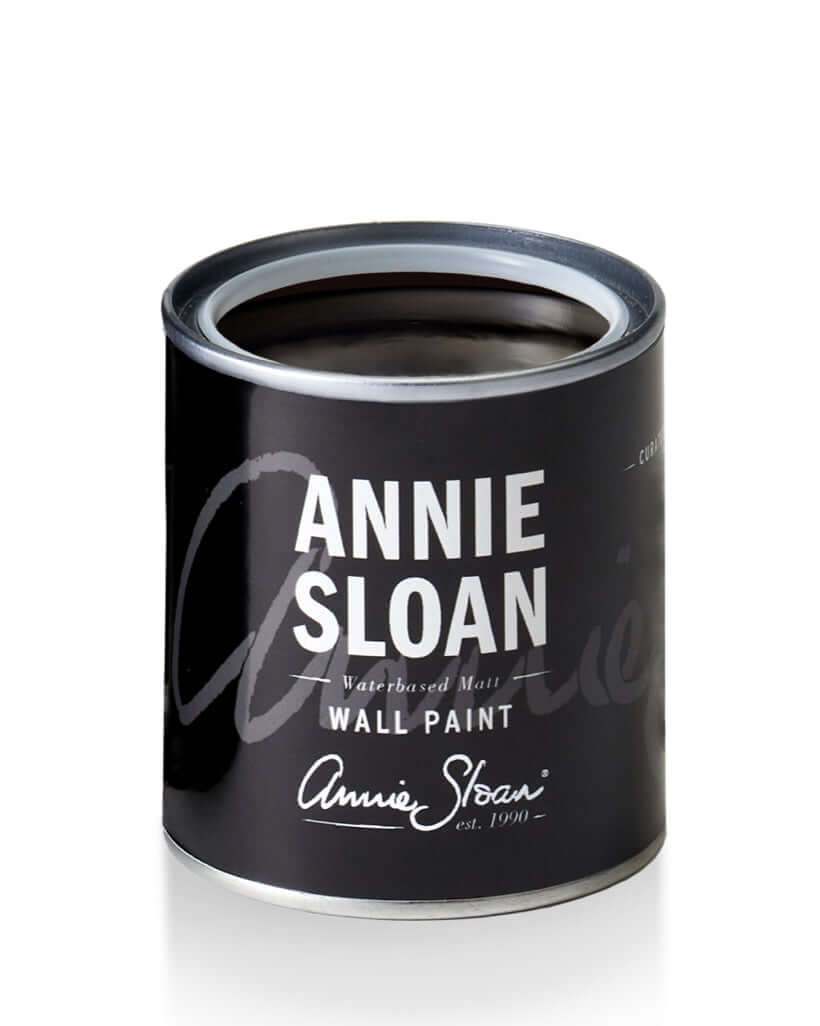 Athenian Black Annie Sloan Wall Paint can, featuring classic black packaging and elegant branding.