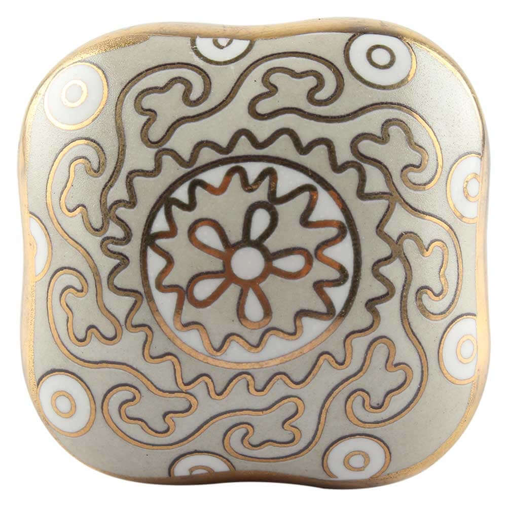 Jessie - Light Grey & Gold Ceramic Knob