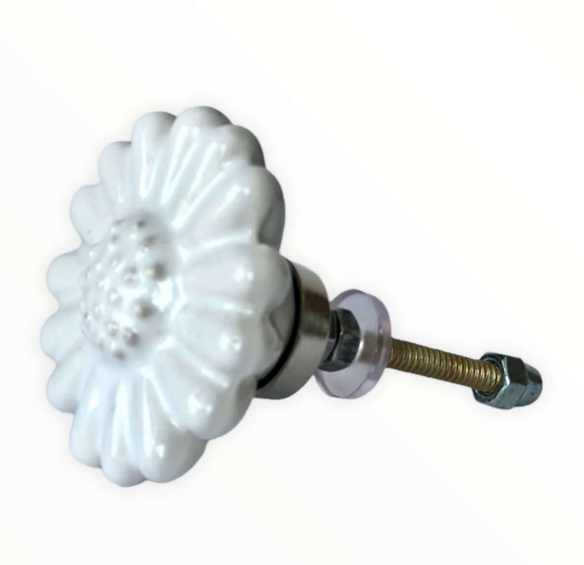 Daisy - White Ceramic Flower Knob