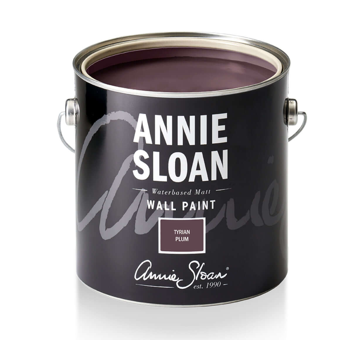 Tyrian Plum - Annie Sloan Wall Paint® can with rich plum color and branding design.