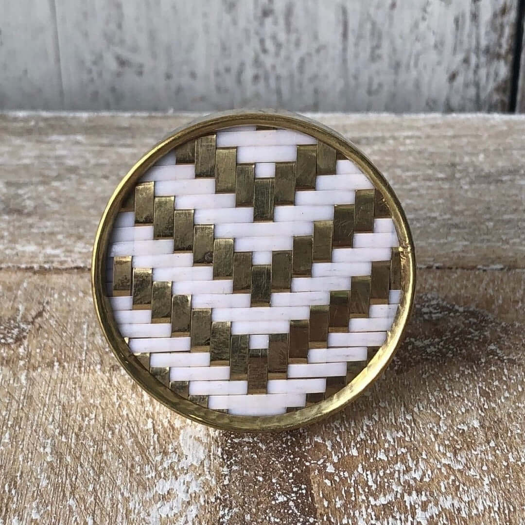 Mina - Woven Rattan & Gold Knob