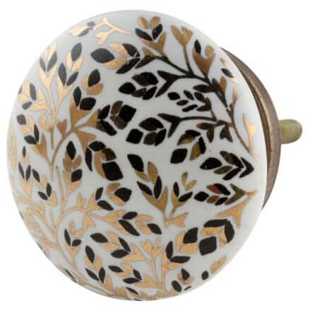 Daphne - Golden Dainty Leaf Ceramic Knob