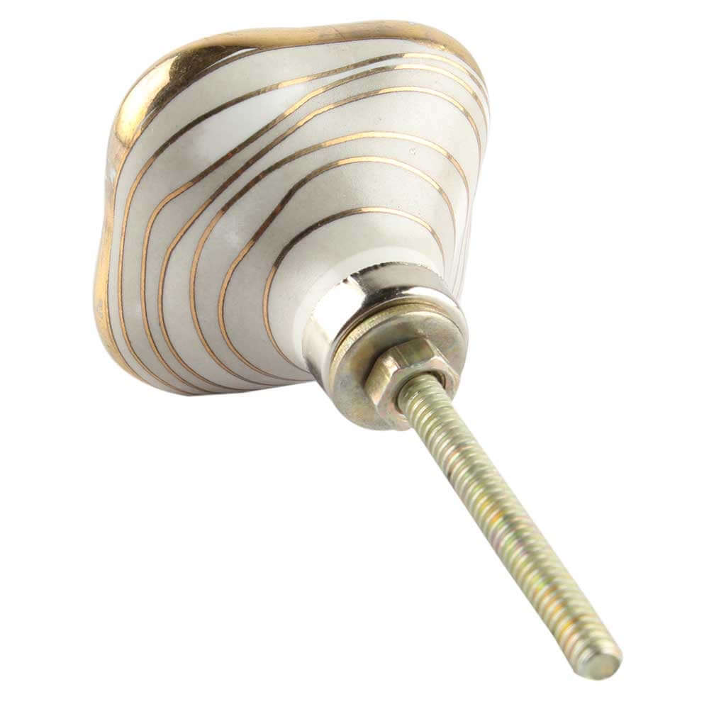 Jessie - Light Grey & Gold Ceramic Knob