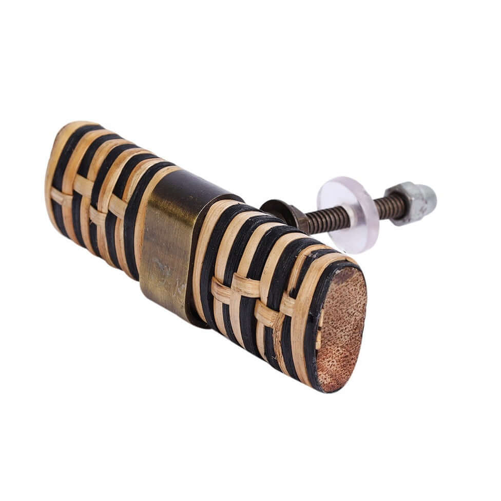 Stitch – Black & Natural Rattan T-Bar Pull