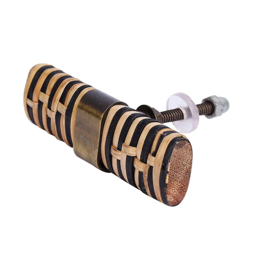 Stitch – Black & Natural Rattan T-Bar Pull