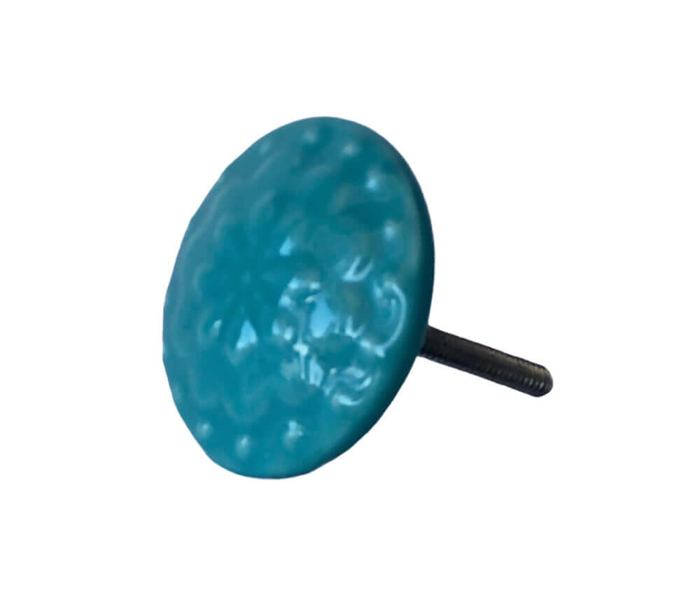 Azure - Turquoise Floral Ceramic Knob