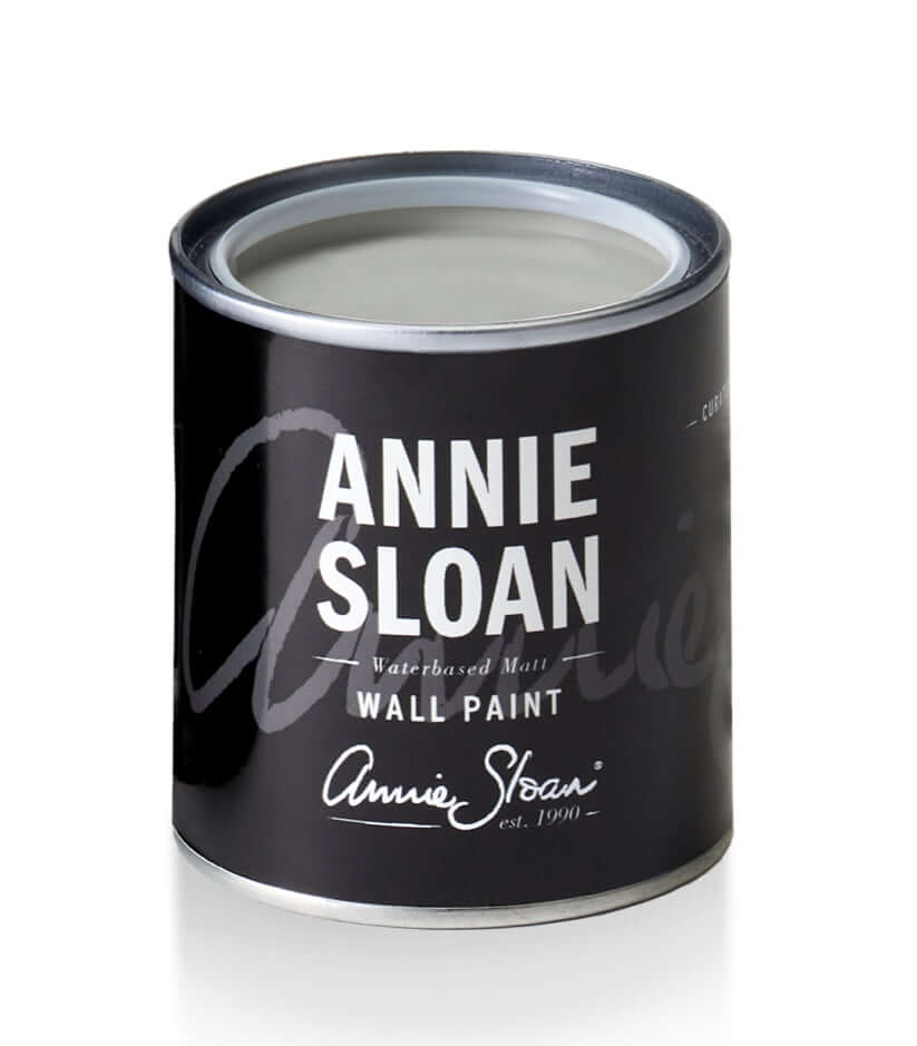 Chicago Grey - Annie Sloan Wall Paint® can featuring a sleek black design and water-based matte finish.