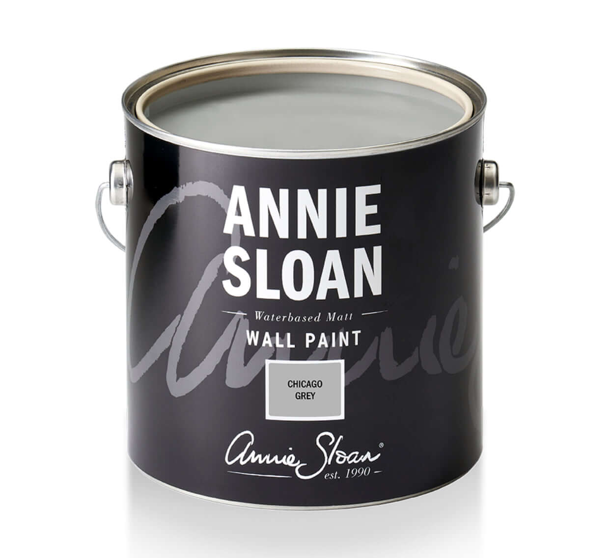 Chicago Grey - Annie Sloan Wall Paint in a paint can, showcasing the product packaging and label.
