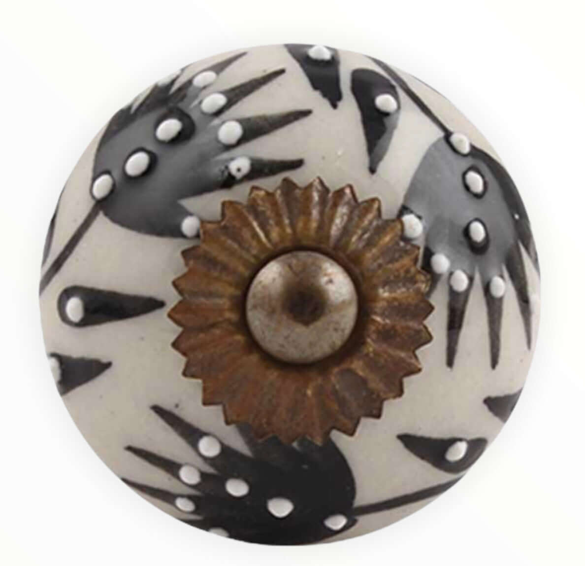 Pippa - Black & Cream Ceramic Knob
